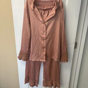 Mauve Silky Satin Pajama Set
